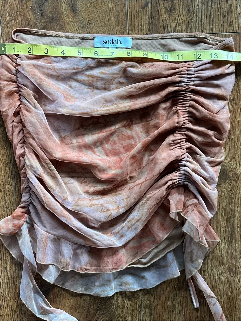 Sodas London Sheer Strapless Scarf Top in Rust and Peach Tones